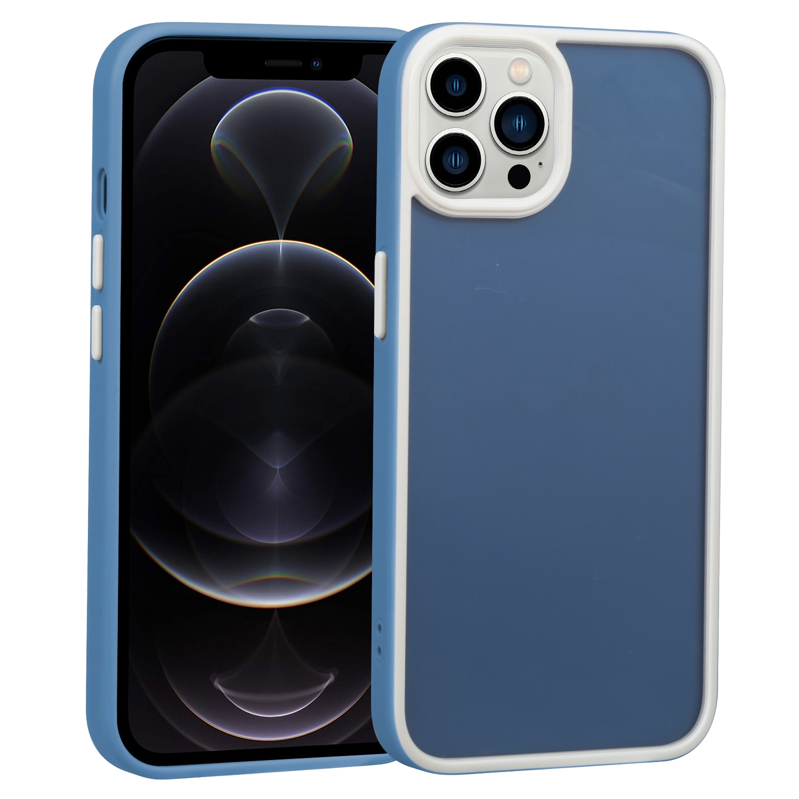 For iPhone 12 Pro Two-color Shield TPU + PC Phone Case(Royal Blue) - Shopkiz.com