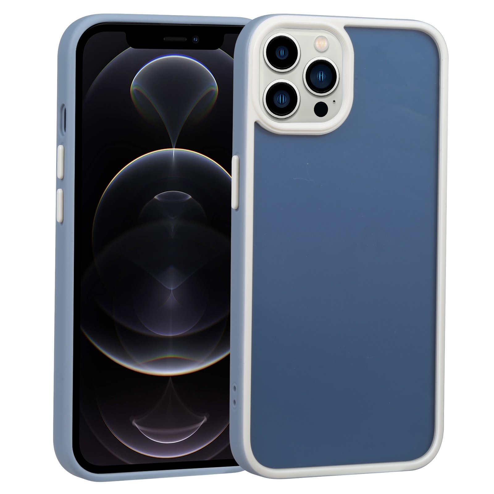 For iPhone 12 Pro Two-color Shield TPU + PC Phone Case(Light Blue) - Shopkiz.com