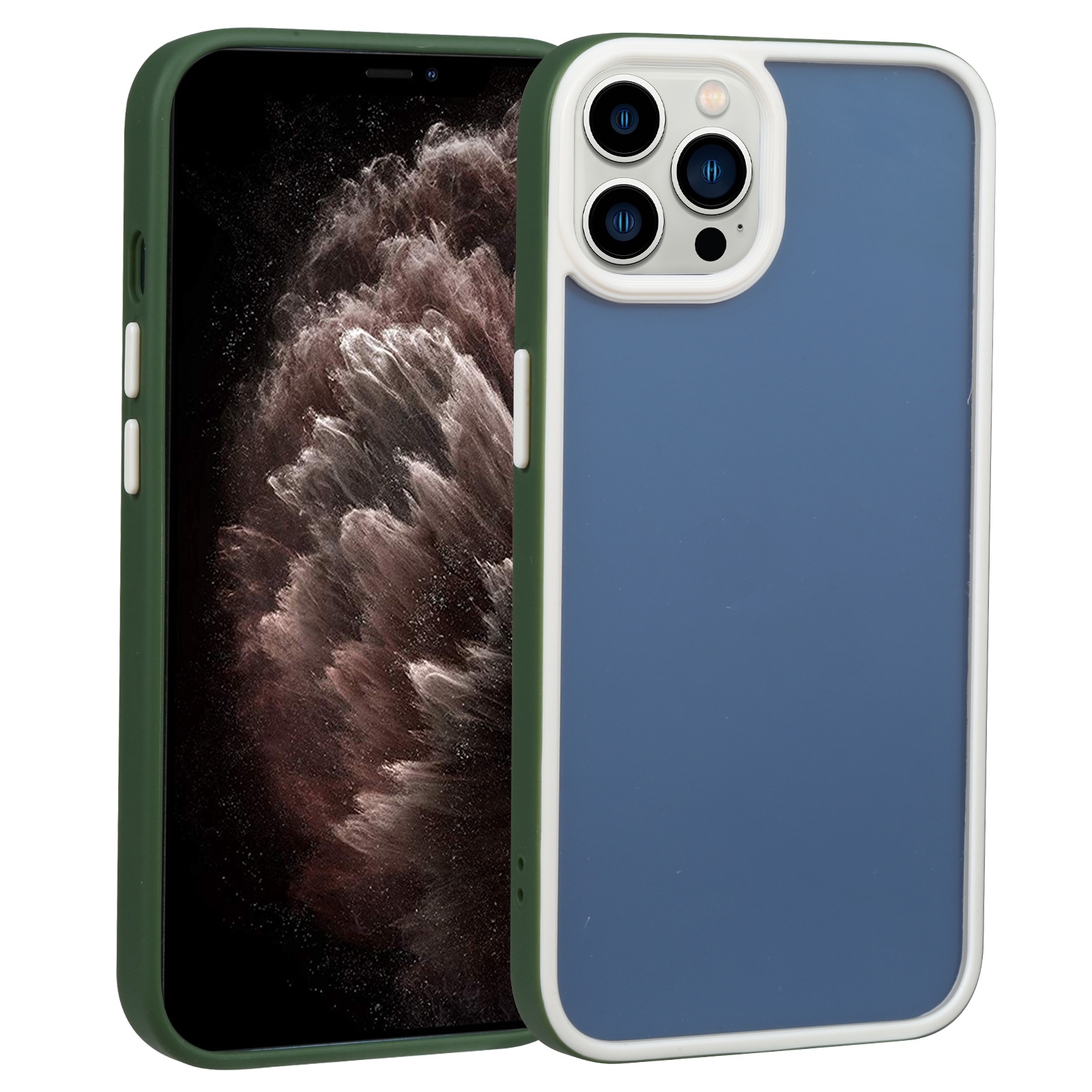 For iPhone 11 Pro Two-color Shield TPU + PC Phone Case(Dark Green) - Shopkiz.com