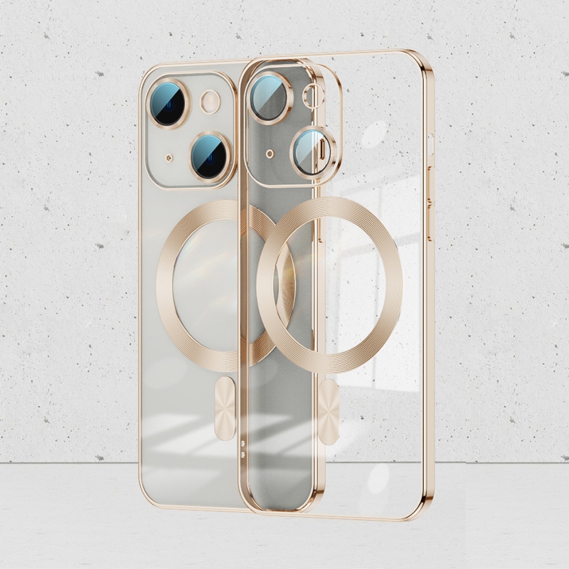 For iPhone 14 Whorl Electroplated MagSafe Magnetic Phone Case (Gold) - Shopkiz.com