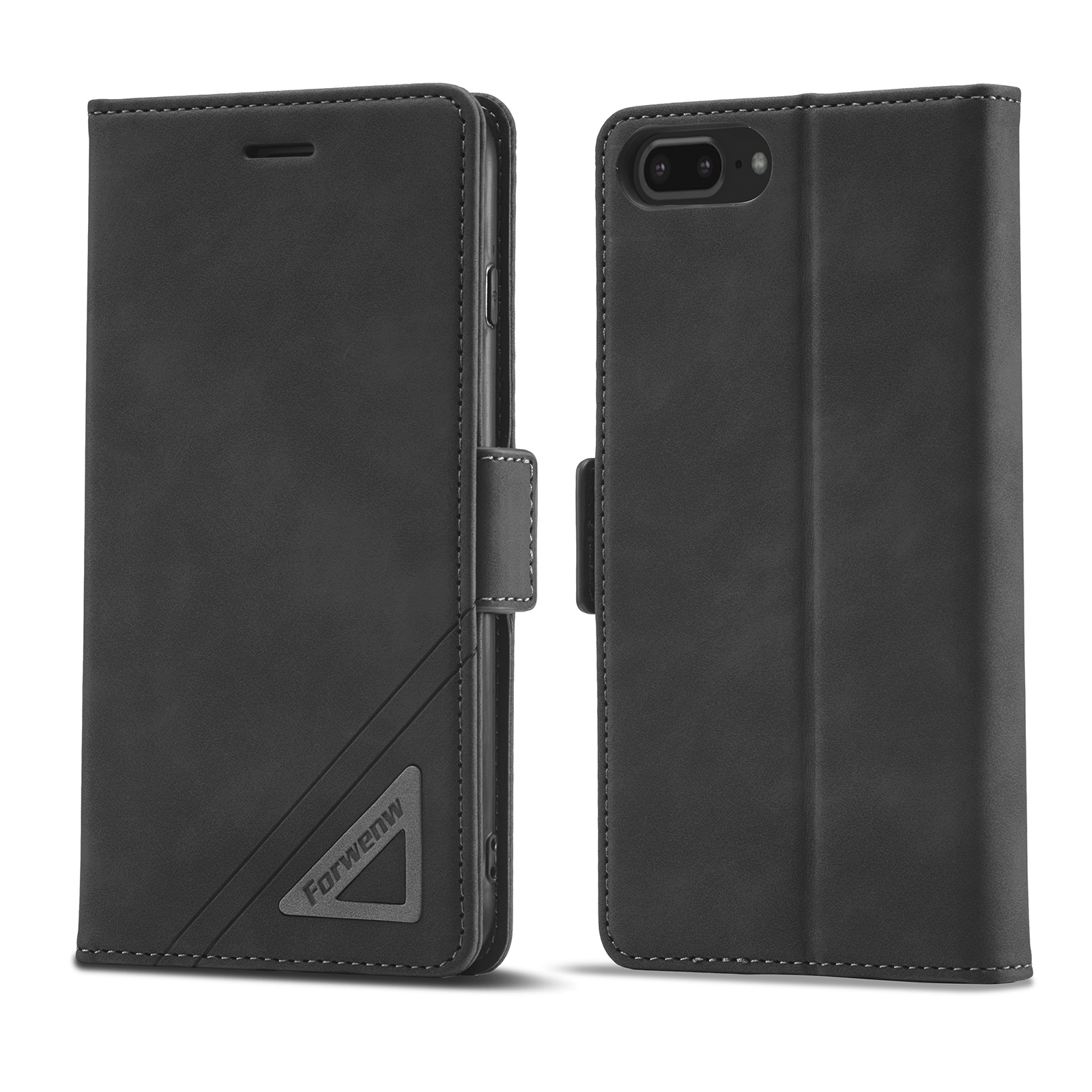 Forwenw Dual-side Buckle Leather Phone Case For iPhone 7 Plus / 8 Plus(Black) - Shopkiz.com