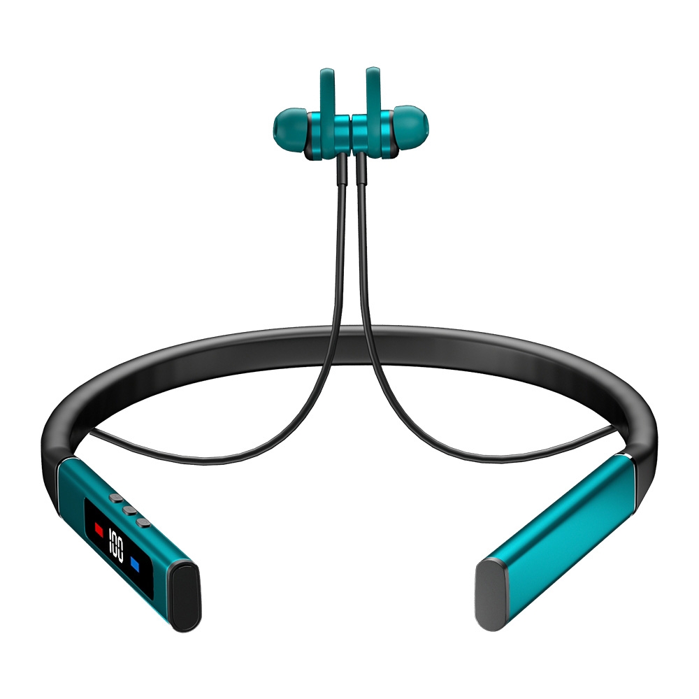 k18 Wireless Bluetooth Neck-mounted Magnetic Noise Cancelling Earphone with Digital Display Function(Blue) - Shopkiz.com