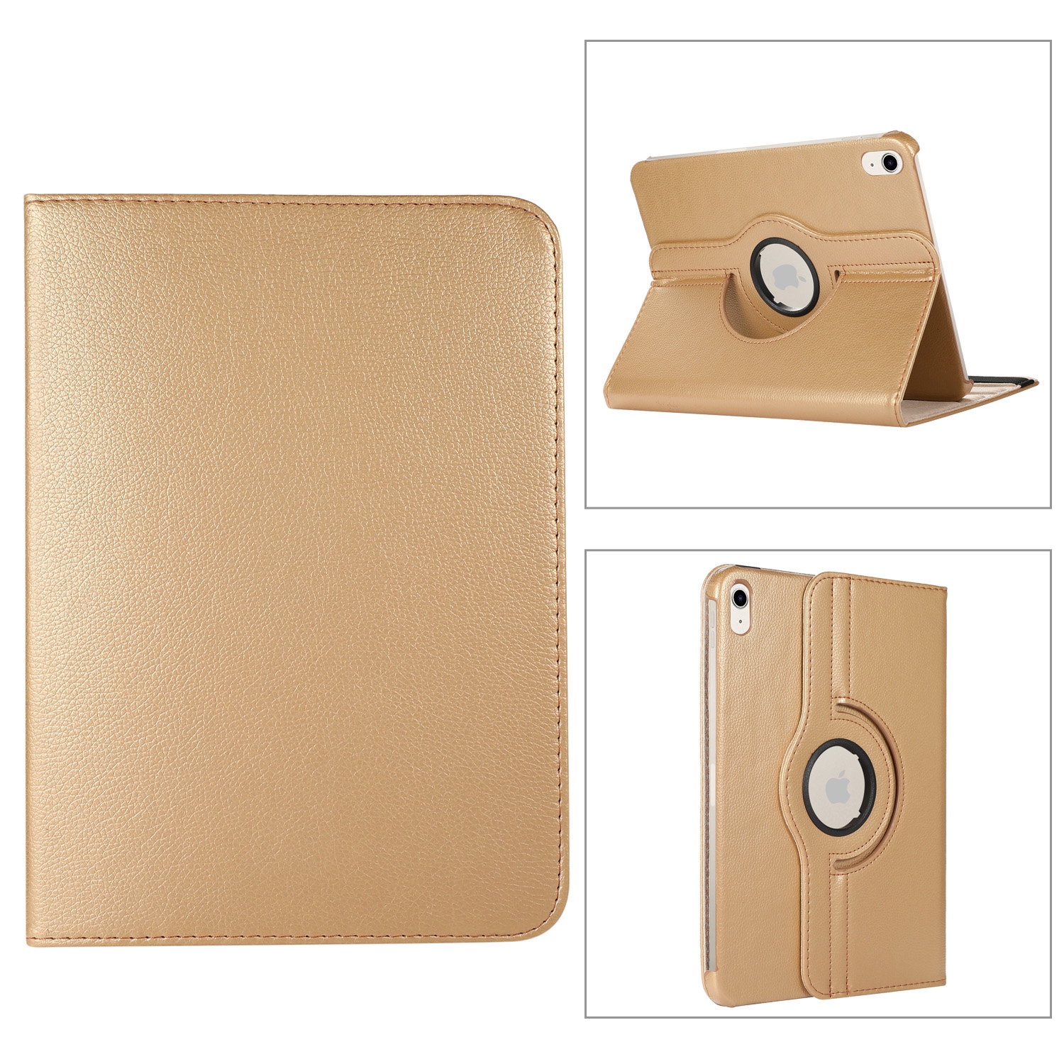 For iPad 2025 / 2022 360 Degree Rotation Litchi Texture Flip Leather Tablet Case with Holder (Gold) - Shopkiz.com