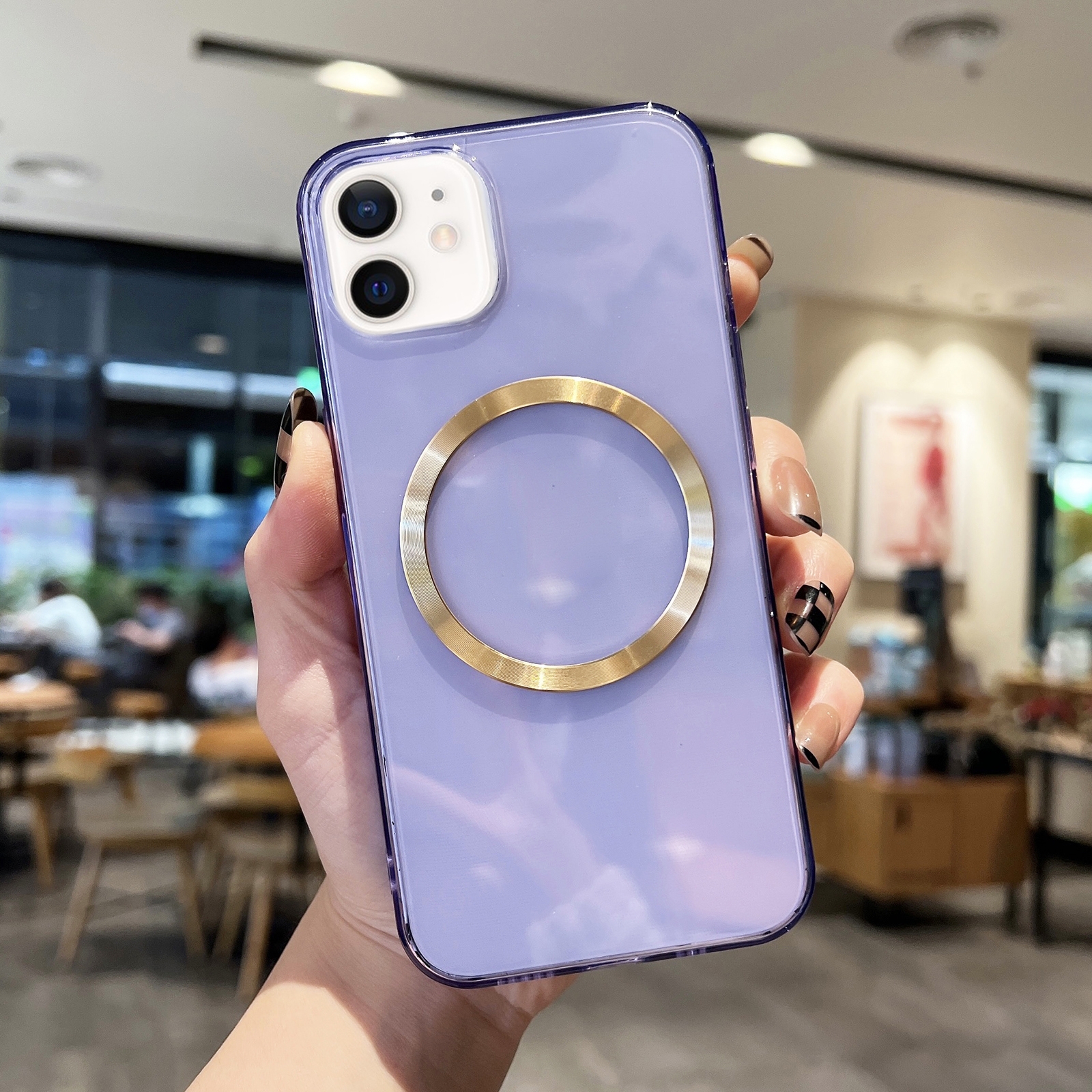 For iPhone 12 CD Texture MagSafe TPU Phone Case(Transparent Purple) - Shopkiz.com
