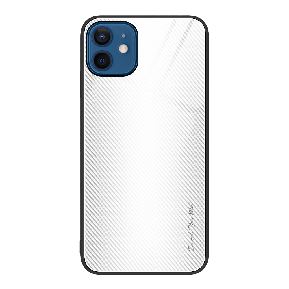 For iPhone 12 / 12 Pro Texture Gradient Glass TPU Phone Case(White) - Shopkiz.com