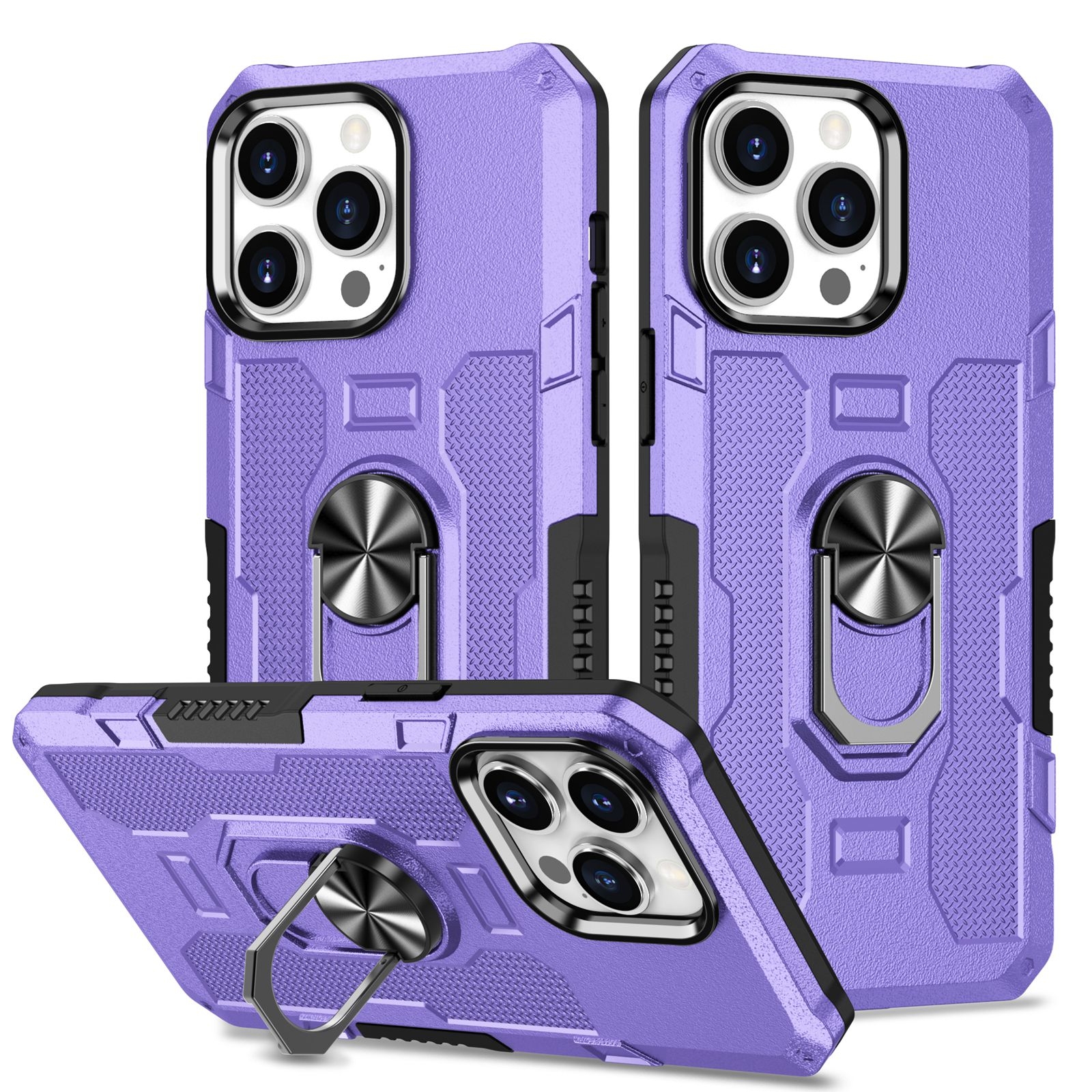 For iPhone 12 Pro Max Ring Holder Armor Hybrid Phone Case(Purple) - Shopkiz.com