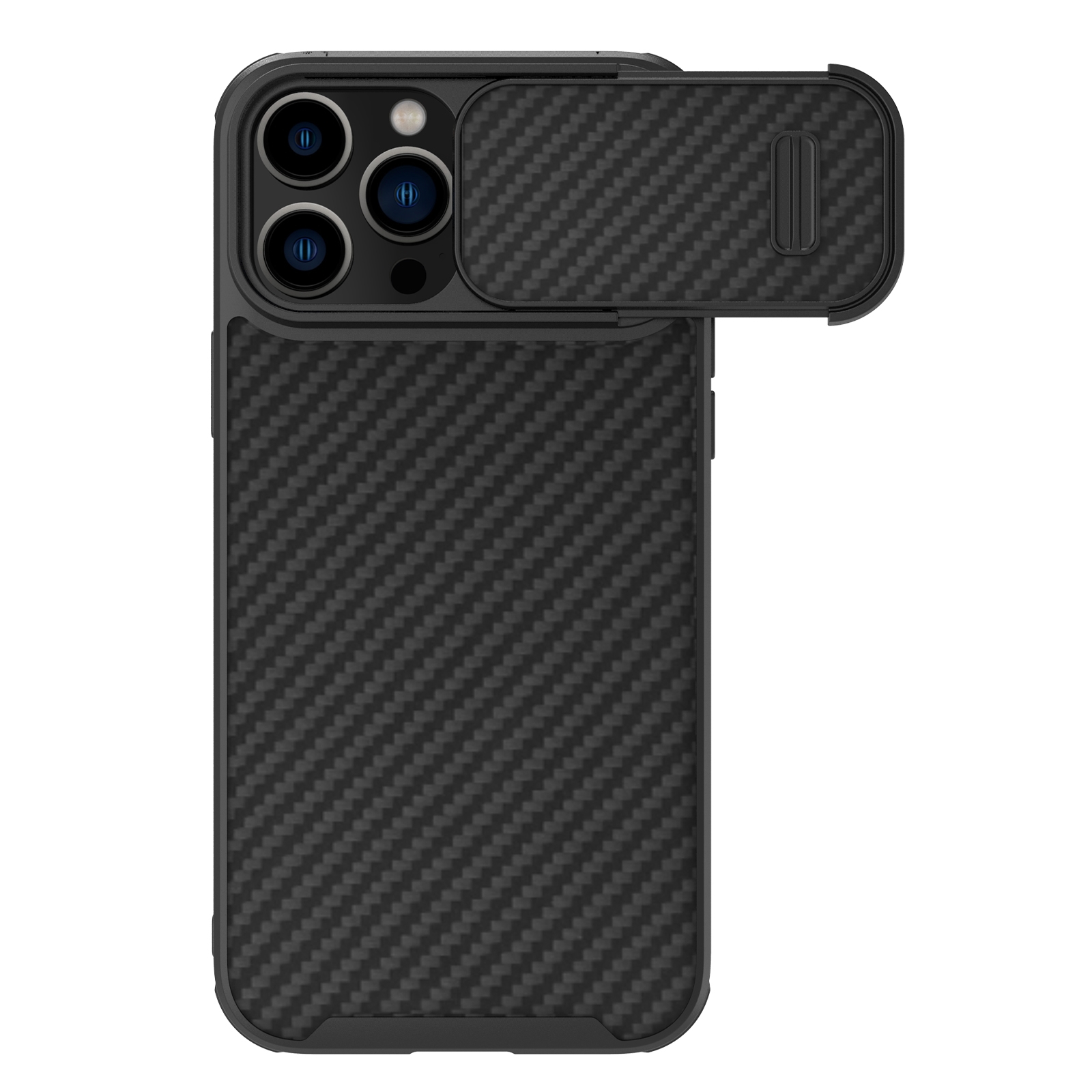 For iPhone 14 Pro NILLKIN Synthetic Fiber Camshield Phone Case(Black) - Shopkiz.com