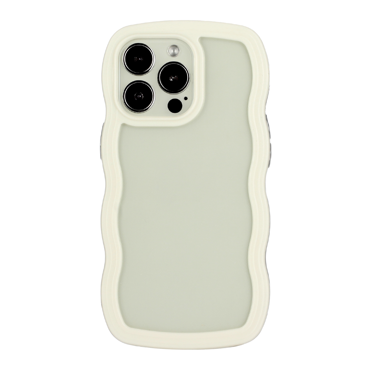 For iPhone 14 Pro Max Candy Color Wave TPU Clear PC Phone Case(White) - Shopkiz.com