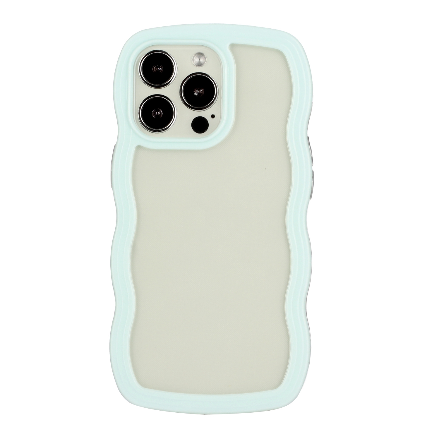 For iPhone 14 Pro Max Candy Color Wave TPU Clear PC Phone Case(Green) - Shopkiz.com