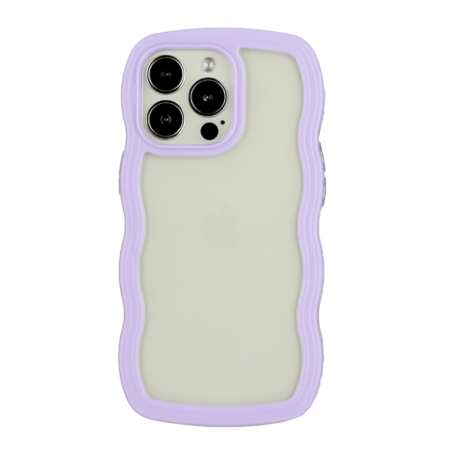 For iPhone 15 Pro Max Candy Color Wave TPU Clear PC Phone Case(Purple) - Shopkiz.com
