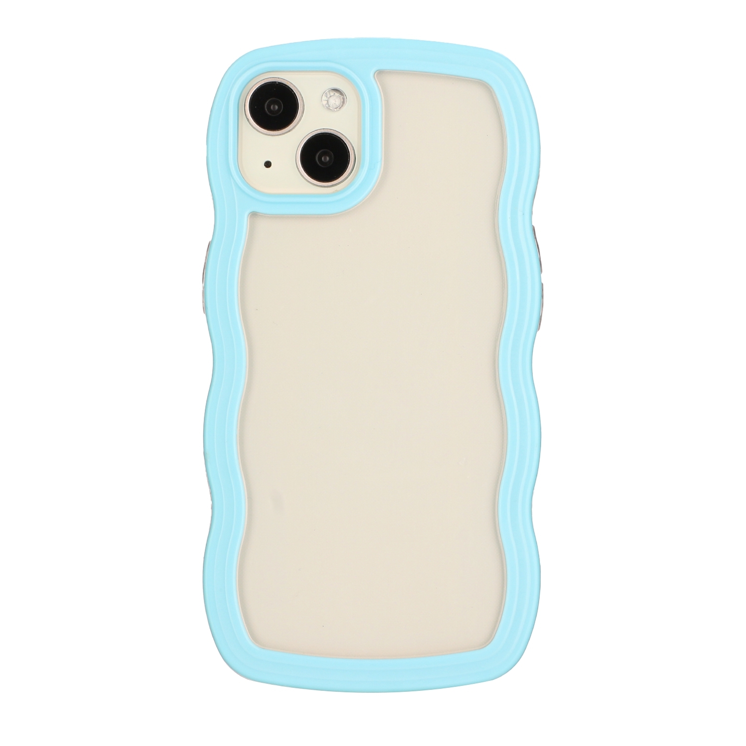 For iPhone 15 Plus Candy Color Wave TPU Clear PC Phone Case(Blue) - Shopkiz.com