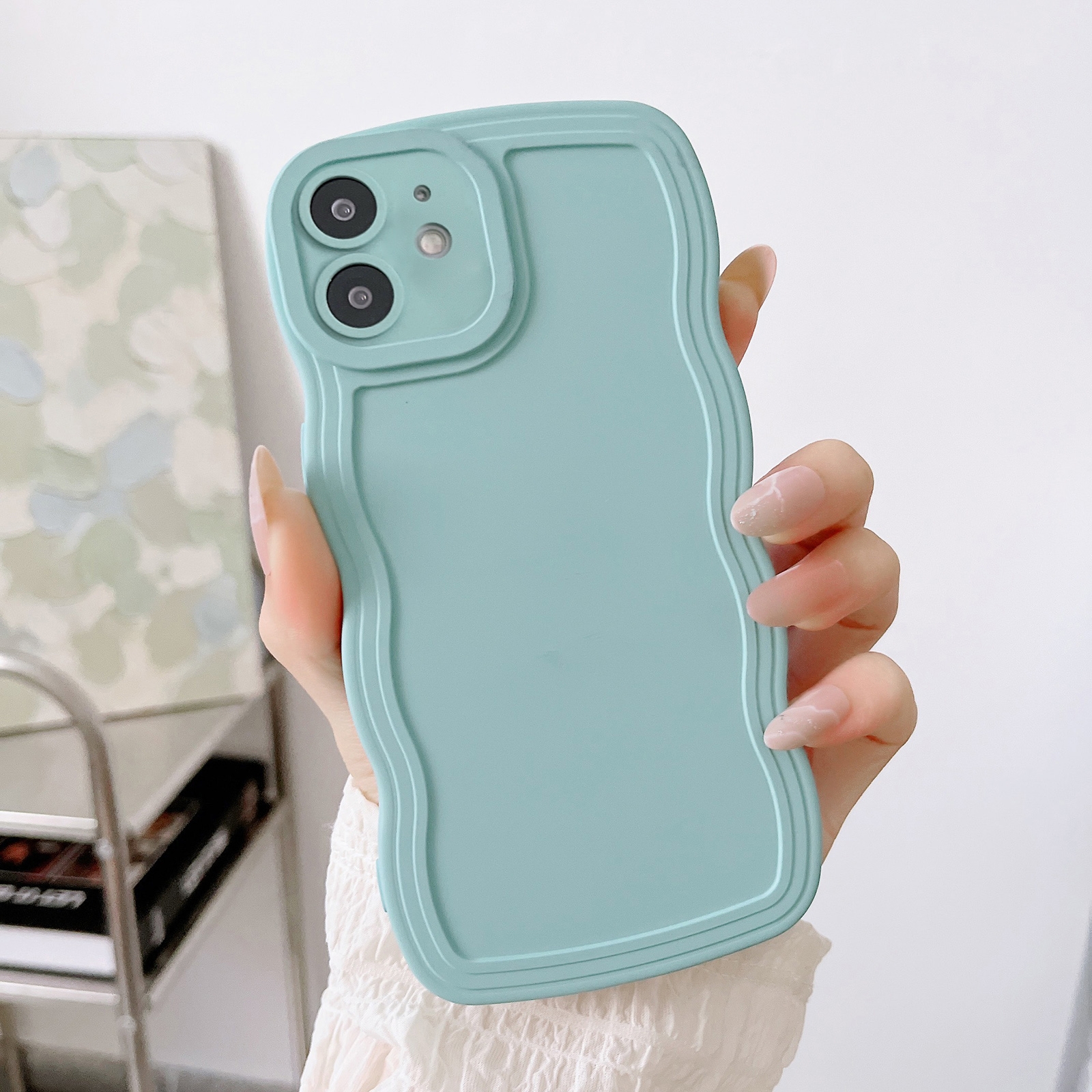 For iPhone 12 Wave Edge Silicone Phone Case(Blue) - Shopkiz.com