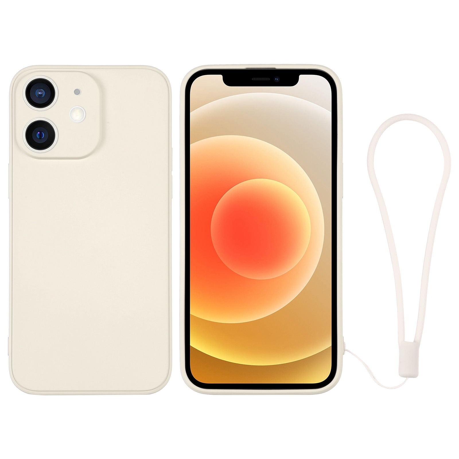 For iPhone 12 Silicone Phone Case with Wrist Strap(White) - Shopkiz.com