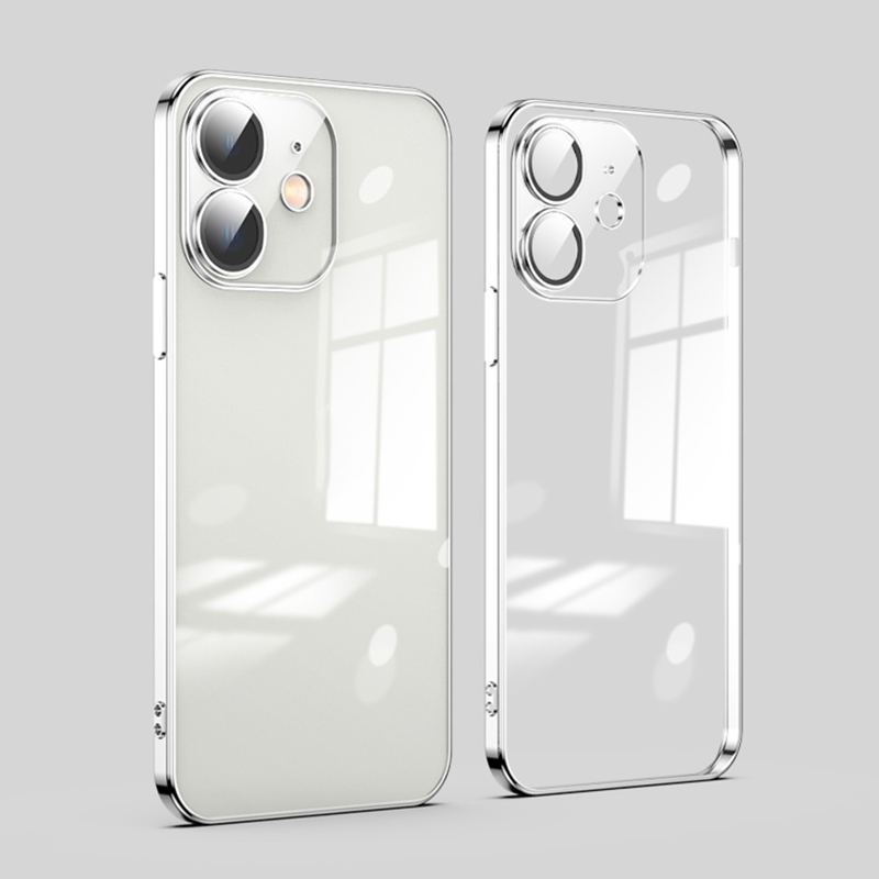For iPhone 12 Dustproof Glass Lens Protection Electroplating Phone Case(Silver) - Shopkiz.com
