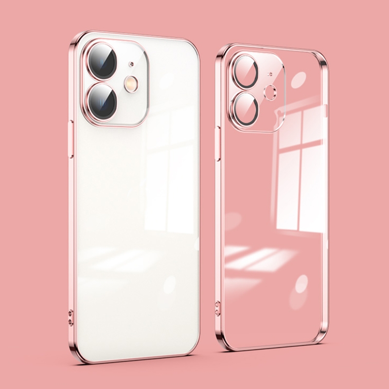 For iPhone 12 Dustproof Glass Lens Protection Electroplating Phone Case(Rose Gold) - Shopkiz.com