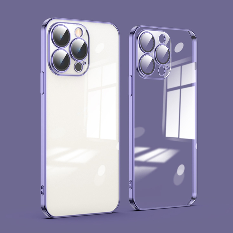 For iPhone 12 Pro Dustproof Glass Lens Protection Electroplating Phone Case(Purple) - Shopkiz.com