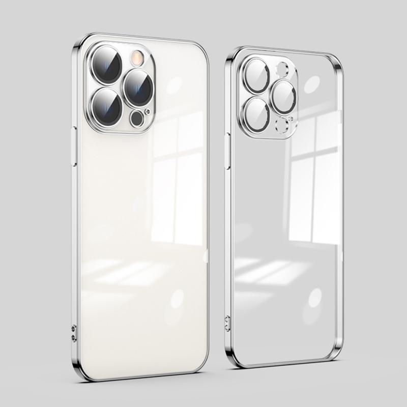 For iPhone 12 Pro Max Dustproof Glass Lens Protection Electroplating Phone Case(Silver) - Shopkiz.com