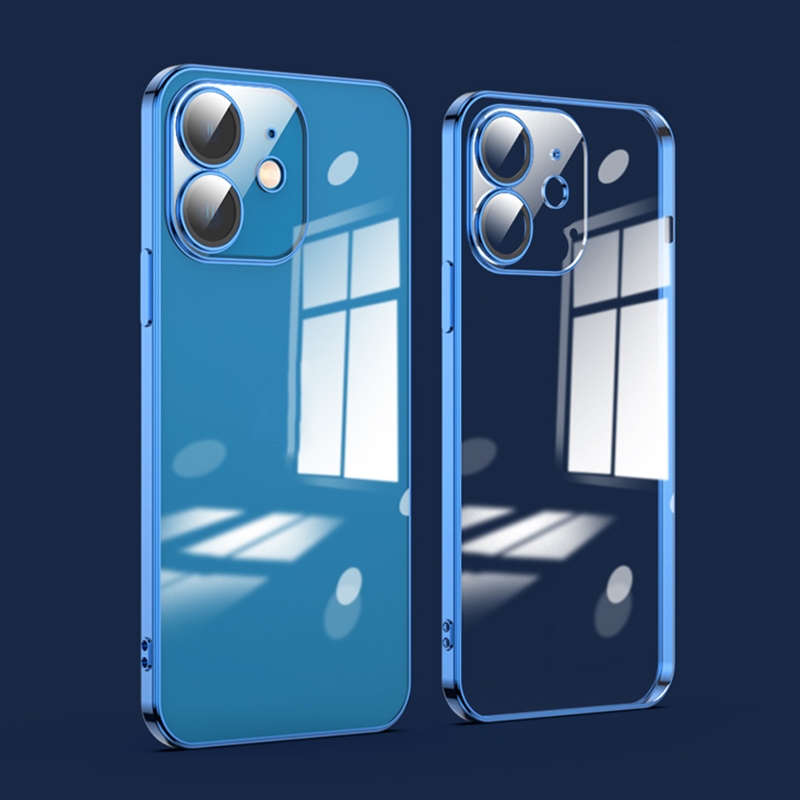 For iPhone 11 Dustproof Glass Lens Protection Electroplating Phone Case(Navy Blue) - Shopkiz.com