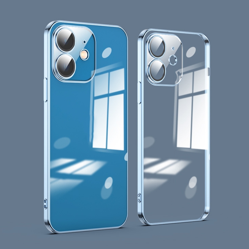 For iPhone 11 Dustproof Glass Lens Protection Electroplating Phone Case(Blue) - Shopkiz.com