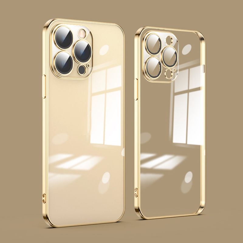 For iPhone 11 Pro Max Dustproof Glass Lens Protection Electroplating Phone Case(Gold) - Shopkiz.com