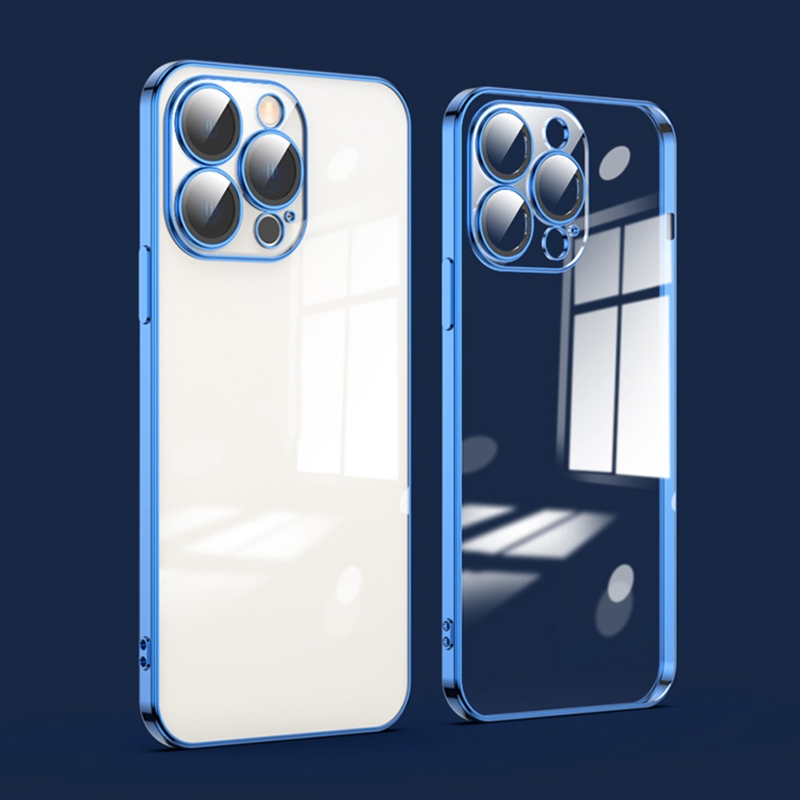 For iPhone 11 Pro Max Dustproof Glass Lens Protection Electroplating Phone Case(Navy Blue) - Shopkiz.com