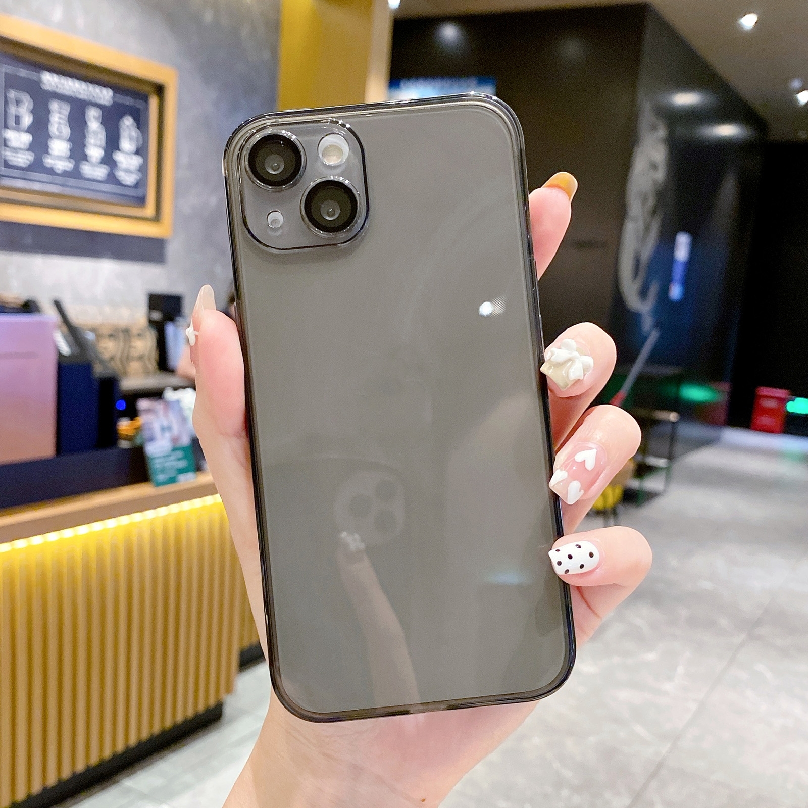 For iPhone 14 Pro Lens Protection Transparent TPU Phone Case(Black) - Shopkiz.com