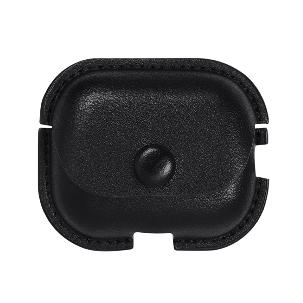 For AirPods Pro 2 Litchi Texture PU Leather Earphone Protective Case with Hook(Black) - Shopkiz.com