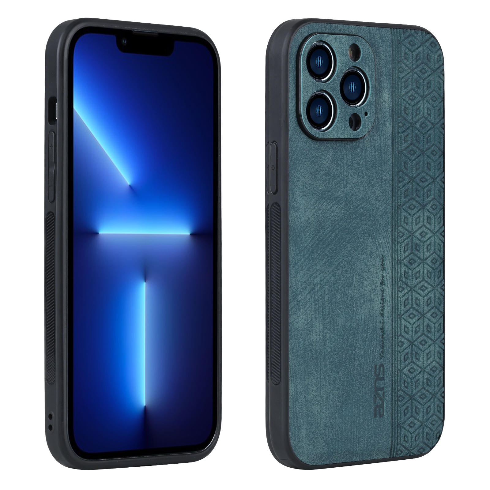 For iPhone 12 Pro AZNS 3D Embossed Skin Feel Phone Case(Dark Green) - Shopkiz.com