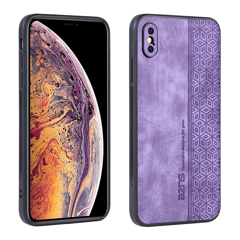 For iPhone X / XS AZNS 3D Embossed Skin Feel Phone Case(Purple) - Shopkiz.com