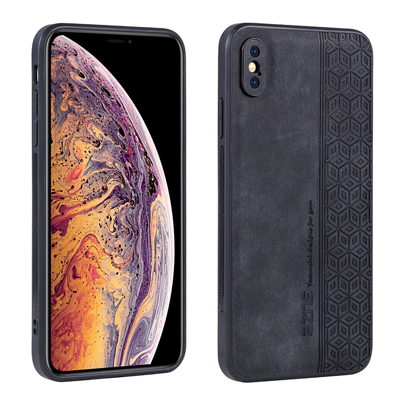For iPhone XR AZNS 3D Embossed Skin Feel Phone Case(Black) - Shopkiz.com