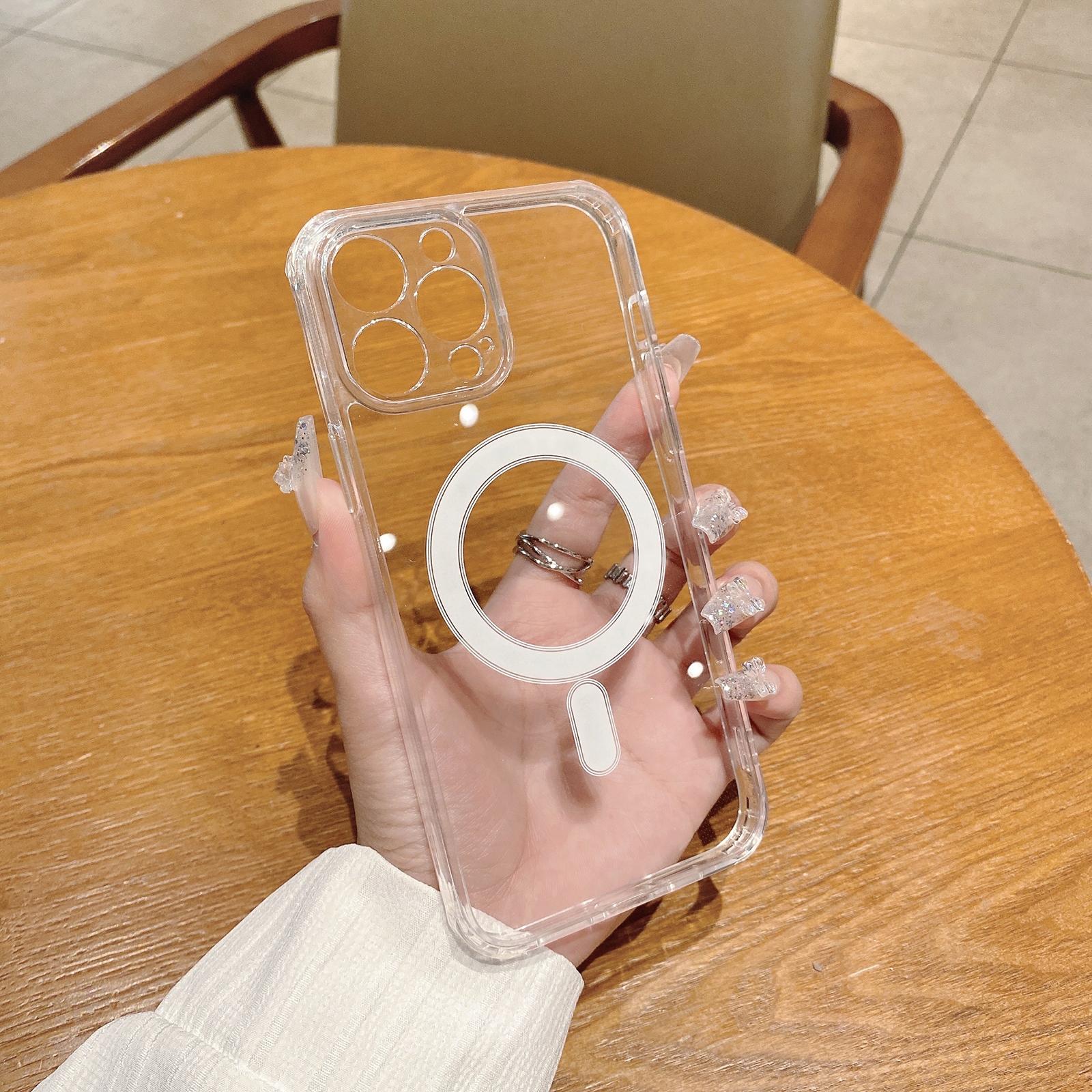For iPhone 13 Pro Max Fine Hole MagSafe Magnetic Clear Acrylic TPU Case(Transparent) - Shopkiz.com