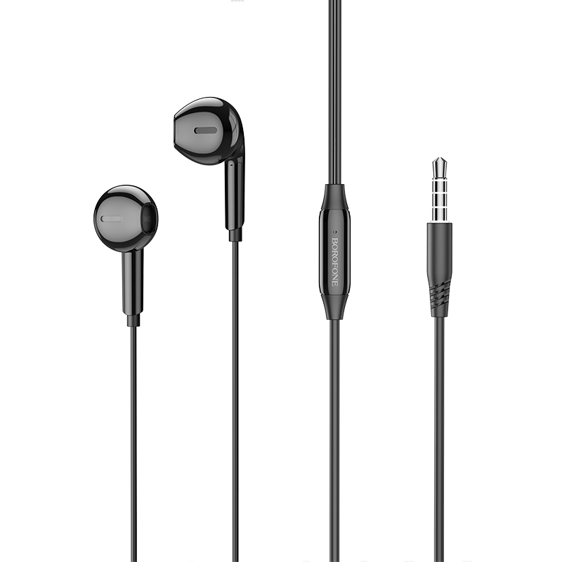 Borofone BM71 1.2m Light Song Universal 3.5mm Wired Earphones with Mic(Black) - Shopkiz.com