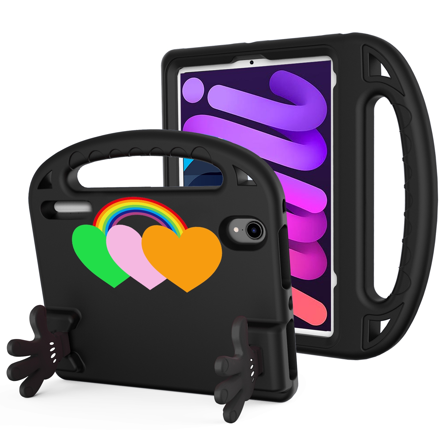 For iPad mini 2024 / mini 6 Love Small Palm Holder EVA Tablet Case(Black) - Shopkiz.com