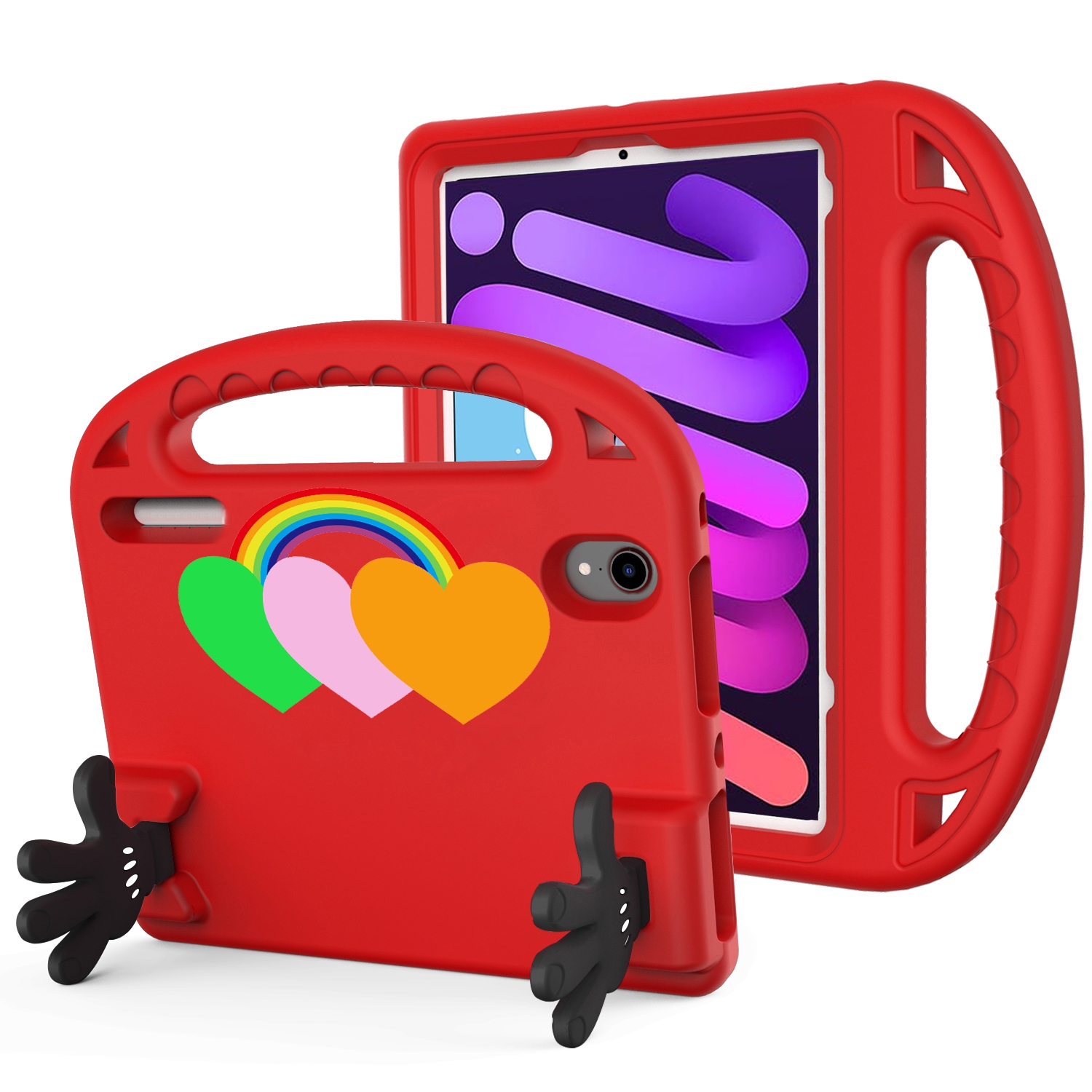 For iPad mini 2024 / mini 6 Love Small Palm Holder EVA Tablet Case(Red) - Shopkiz.com