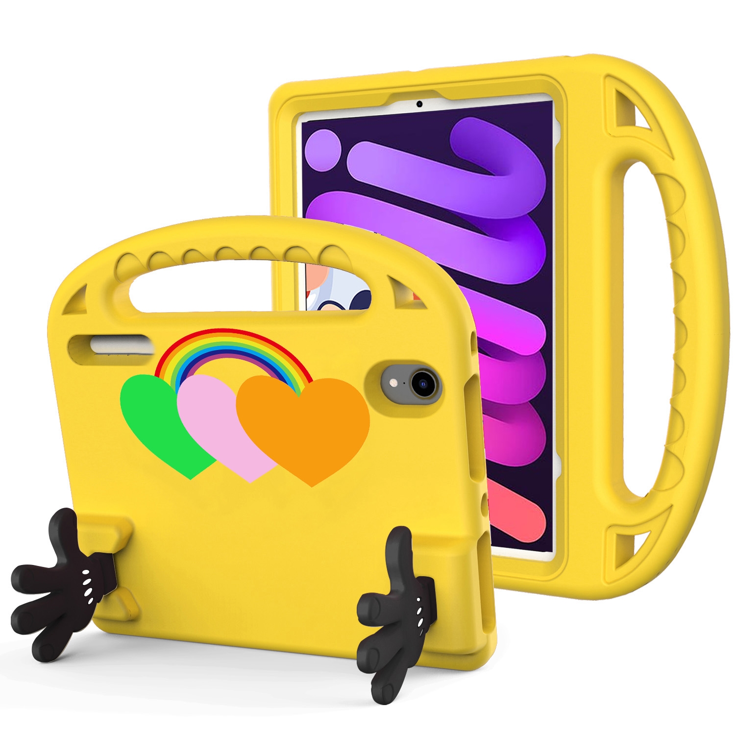 For iPad mini 2024 / mini 6 Love Small Palm Holder EVA Tablet Case(Yellow) - Shopkiz.com
