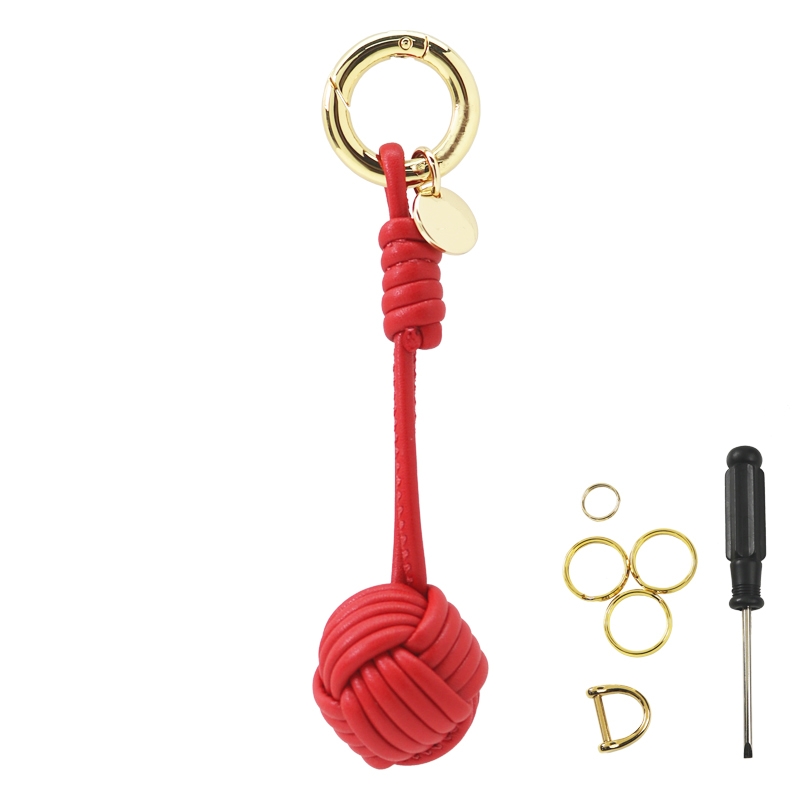 Gold Hardware Microfiber Ball Keychain(Red) - Shopkiz.com