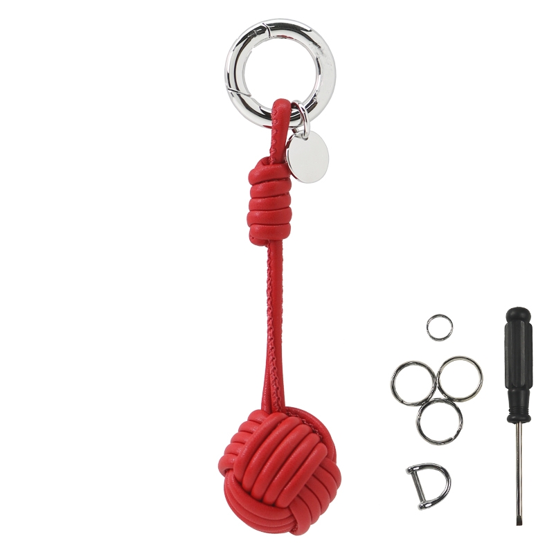 Silver Hardware Microfiber Ball Keychain(Red) - Shopkiz.com