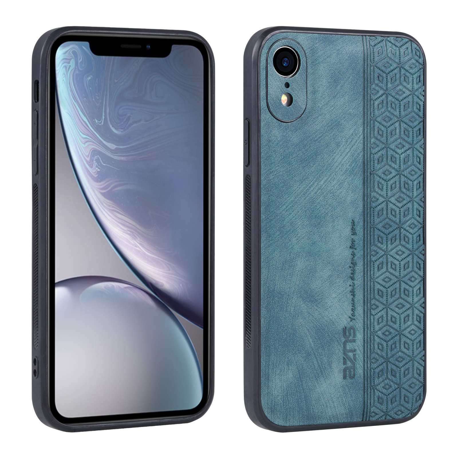 For iPhone XR AZNS 3D Embossed Skin Feel Phone Case(Dark Green) - Shopkiz.com
