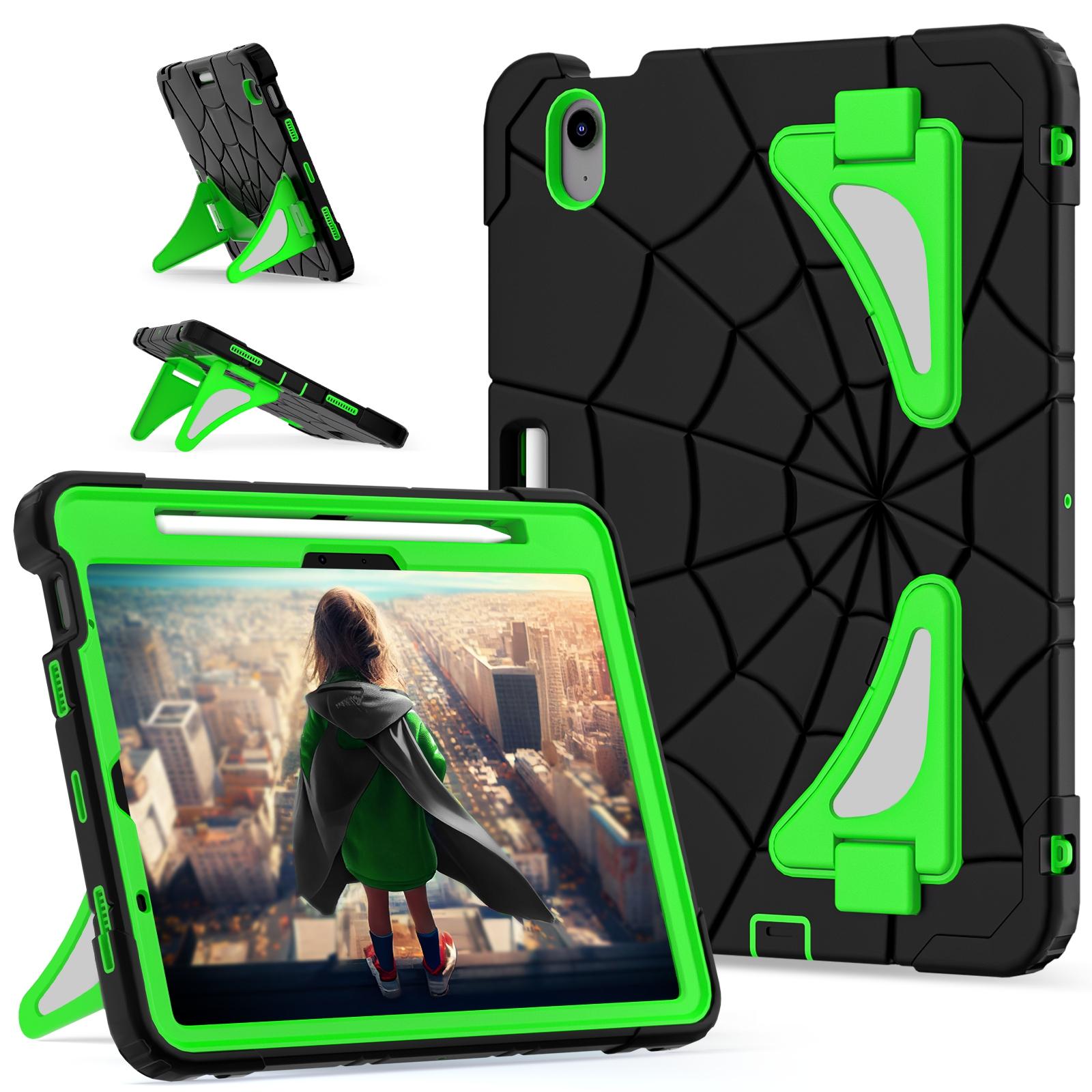 For iPad Air 11 2026 / 2025 / 2024 / Air 5 10.9 2022 / Air 4 10.9 2020 Shockproof Protective Tablet Case(Black+Green) - Shopkiz.com