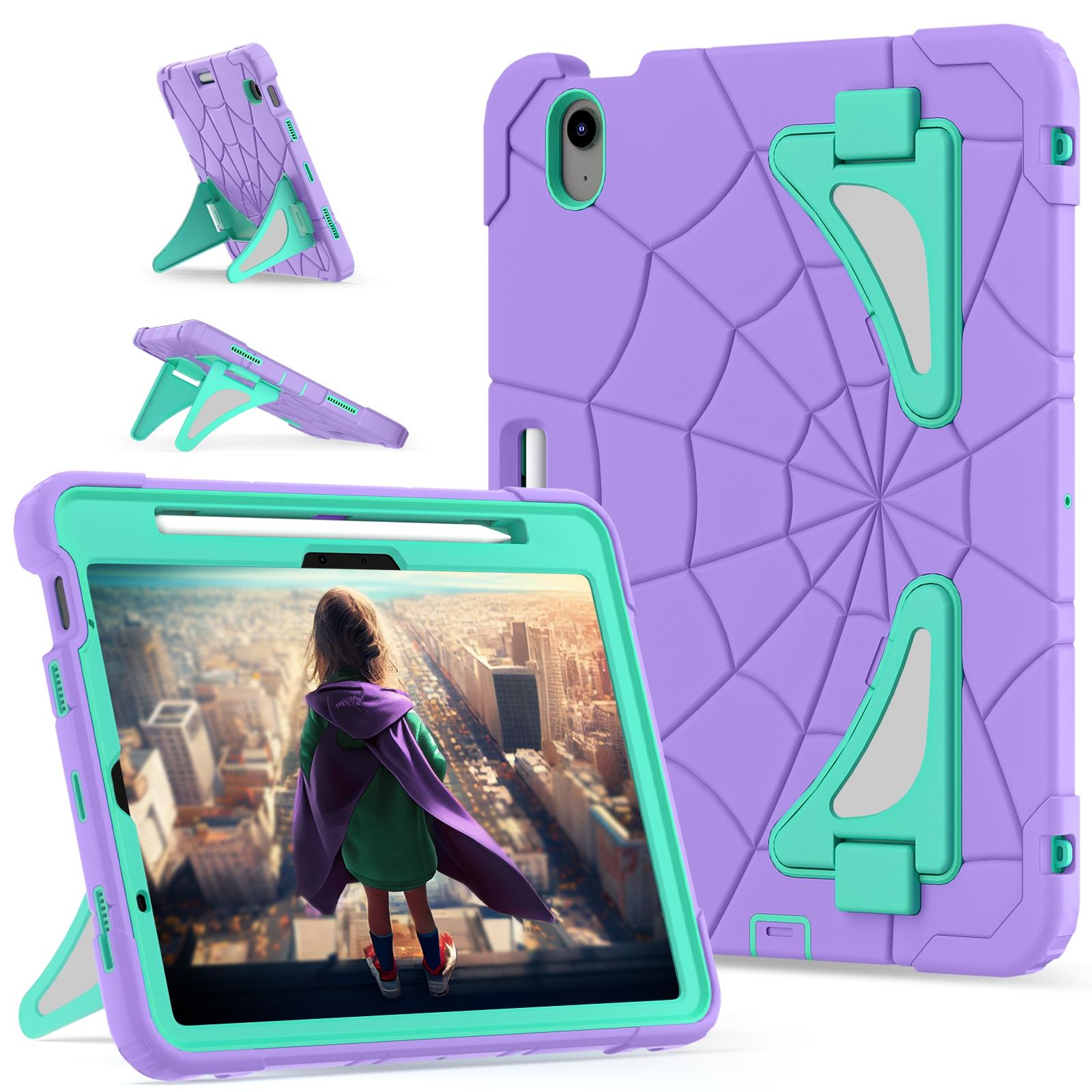 For iPad Air 11 2026 / 2025 / 2024 / Air 5 10.9 2022 / Air 4 10.9 2020 Shockproof Protective Tablet Case (Purple + Mint Green) - Shopkiz.com