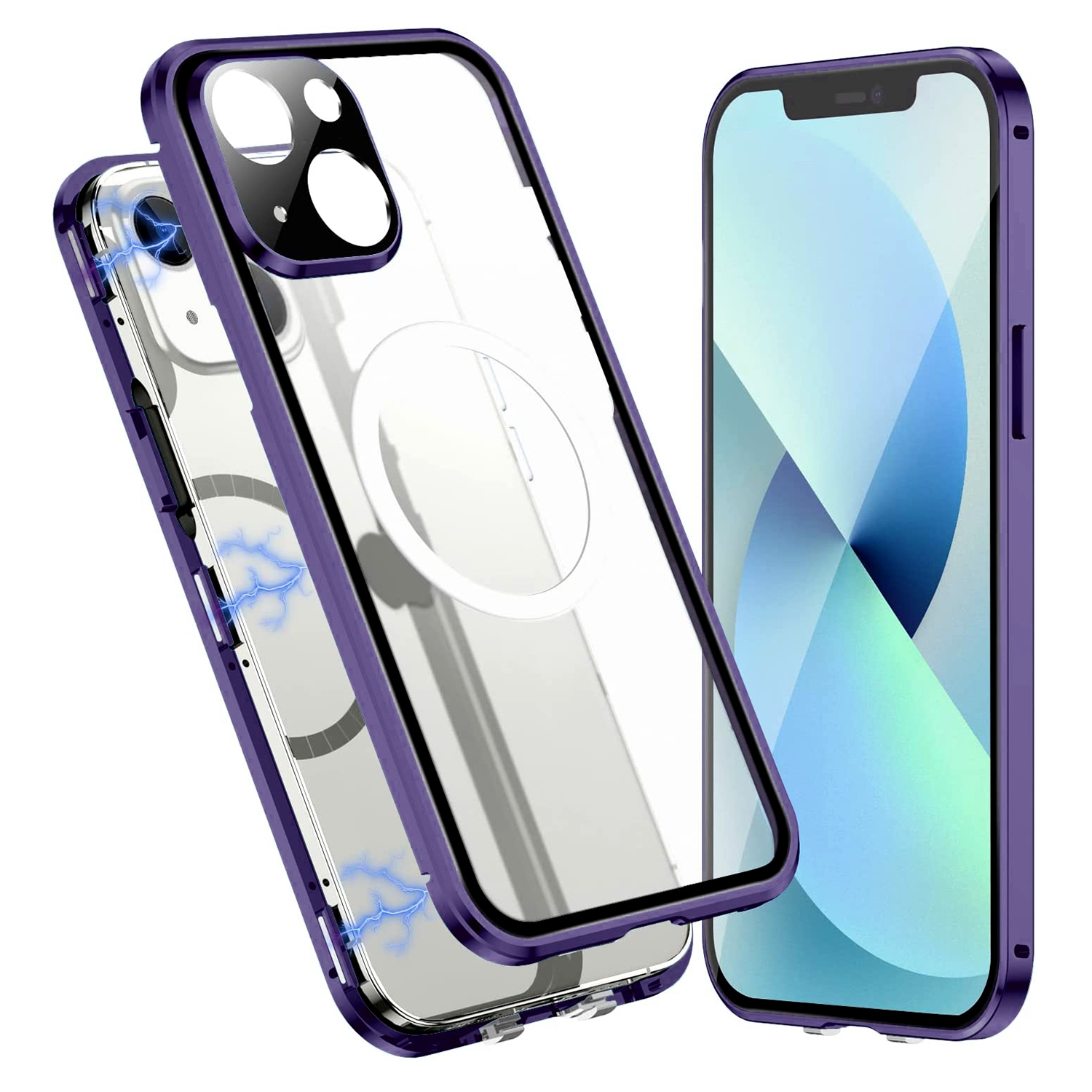 For iPhone 14 Plus 360 Full Body Magnetic Frosted Magsafe Phone Case(Deep Purple) - Shopkiz.com