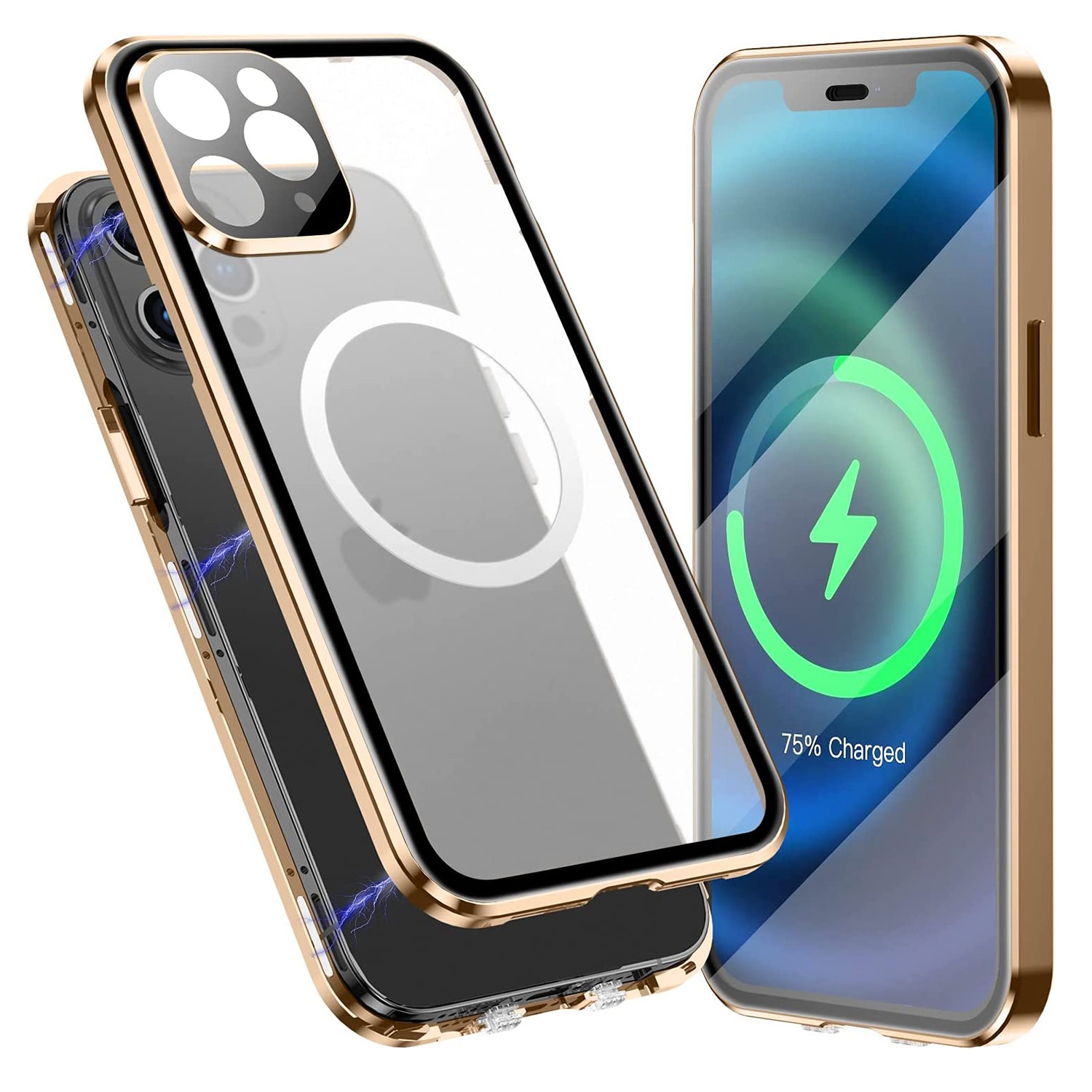 For iPhone 11 Pro Max 360 Full Body Magnetic Frosted Magsafe Phone Case(Gold) - Shopkiz.com