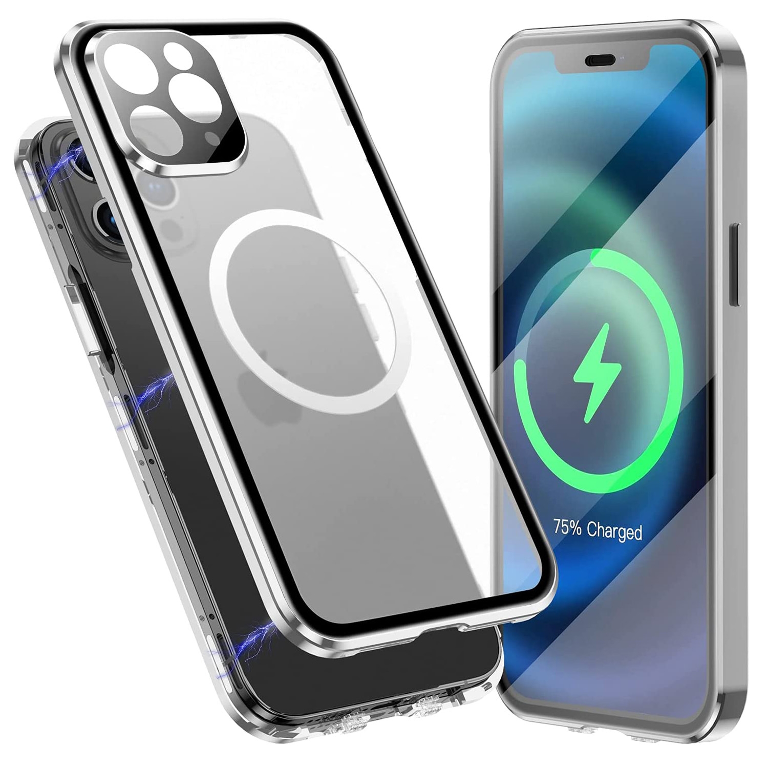 For iPhone 11 Pro Max 360 Full Body Magnetic Frosted Magsafe Phone Case(Silver) - Shopkiz.com