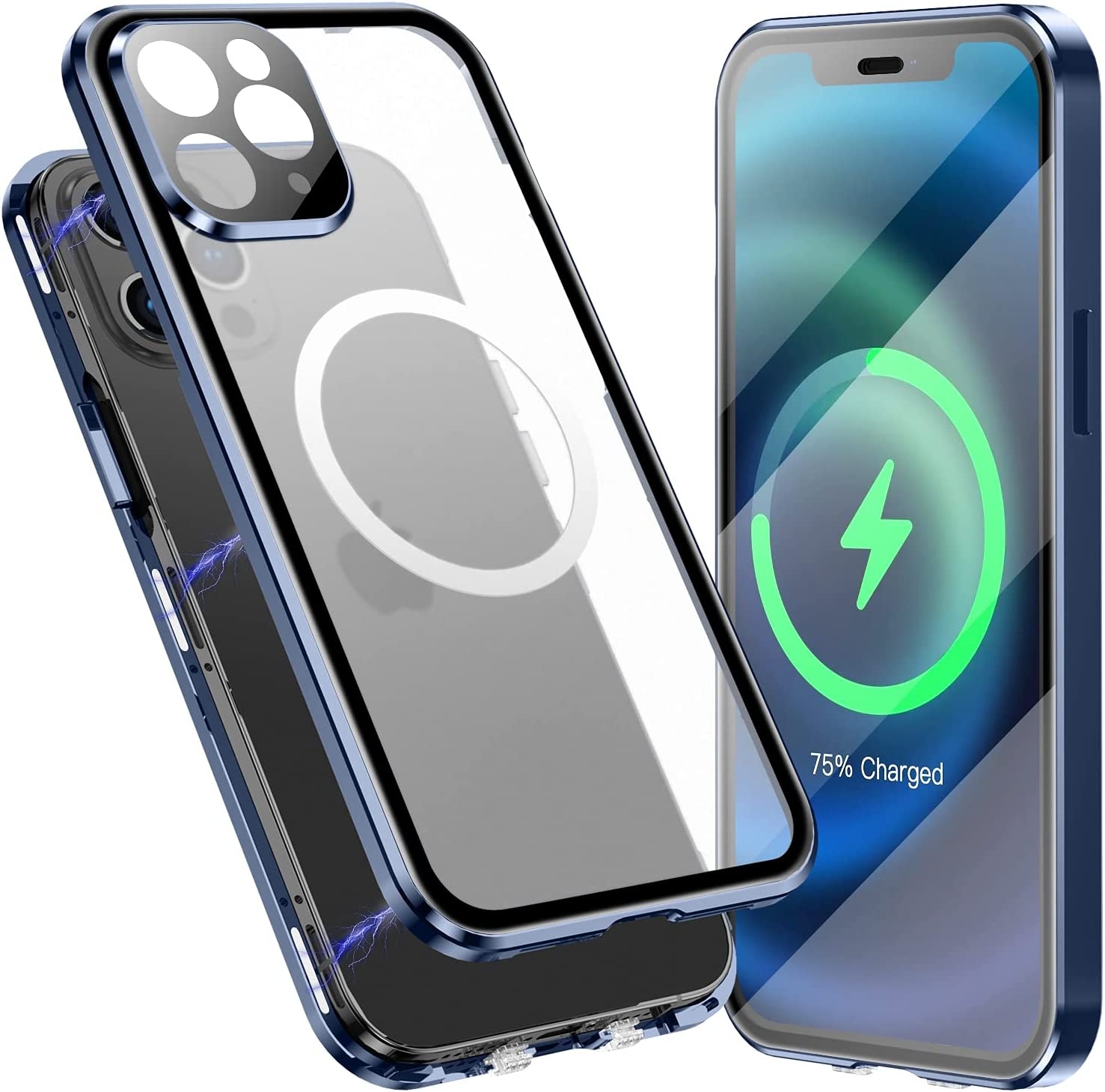 For iPhone 11 Pro Max 360 Full Body Magnetic Frosted Magsafe Phone Case(Navy Blue) - Shopkiz.com