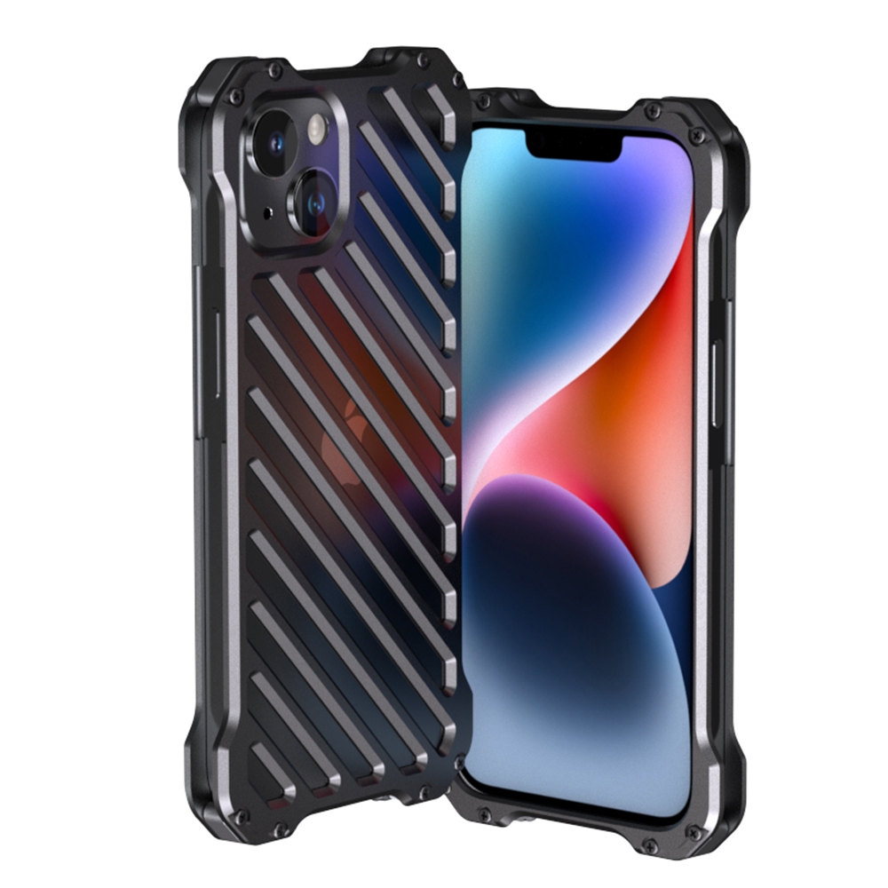 For iPhone 14 Plus R-JUST Breathable Armor Phone Case(Silver Grey) - Shopkiz.com