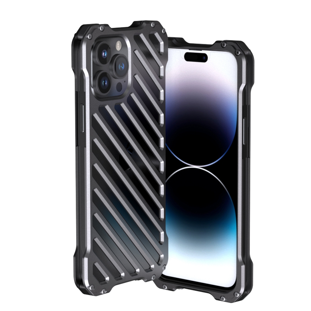 For iPhone 14 Pro R-JUST Breathable Armor Phone Case(Silver Grey) - Shopkiz.com