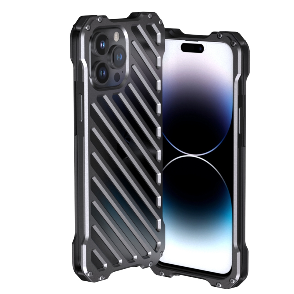 For iPhone 14 Pro Max R-JUST Breathable Armor Phone Case(Silver Grey) - Shopkiz.com