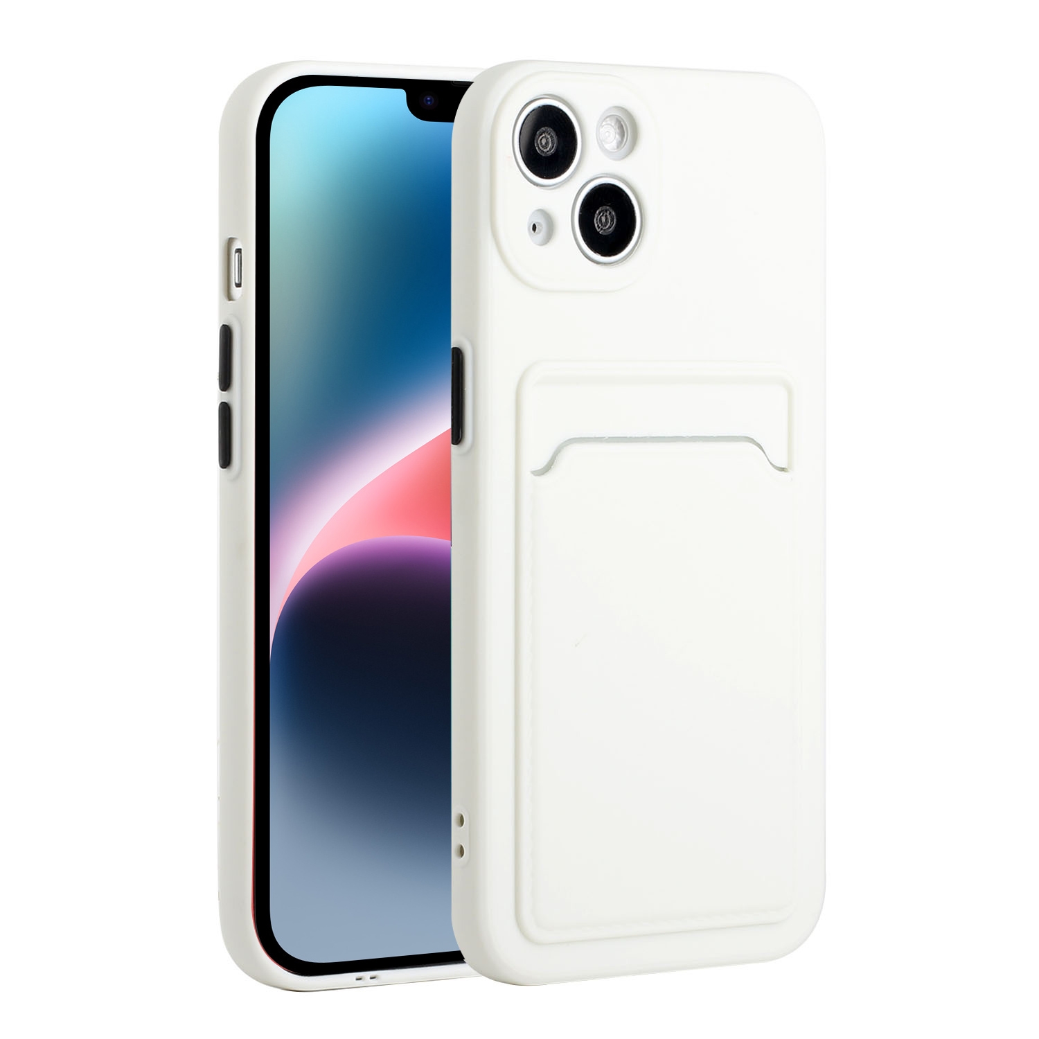For iPhone 14 Plus Card Slot Design Shockproof TPU Phone Case(White) - Shopkiz.com
