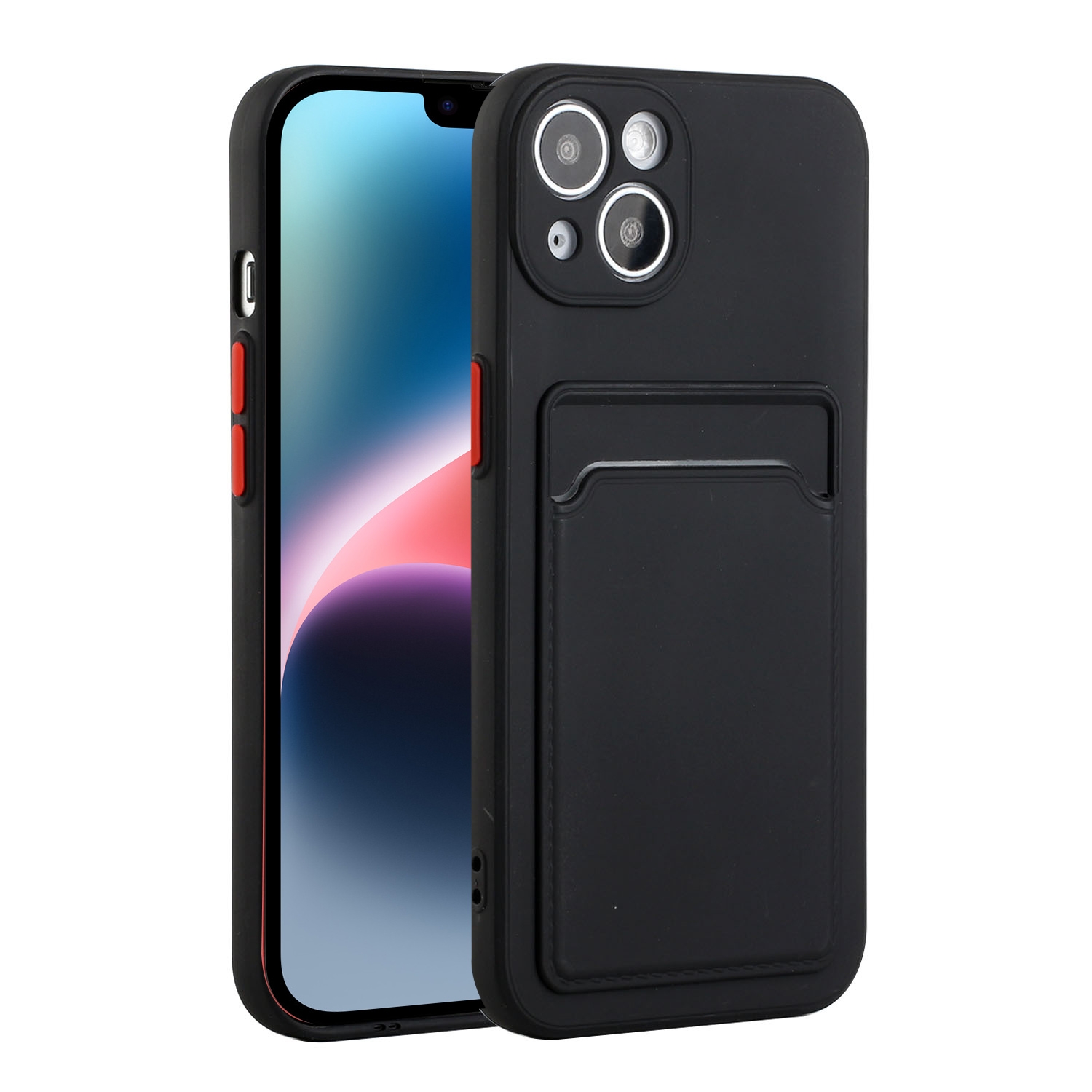 For iPhone 14 Plus Card Slot Design Shockproof TPU Phone Case(Black) - Shopkiz.com