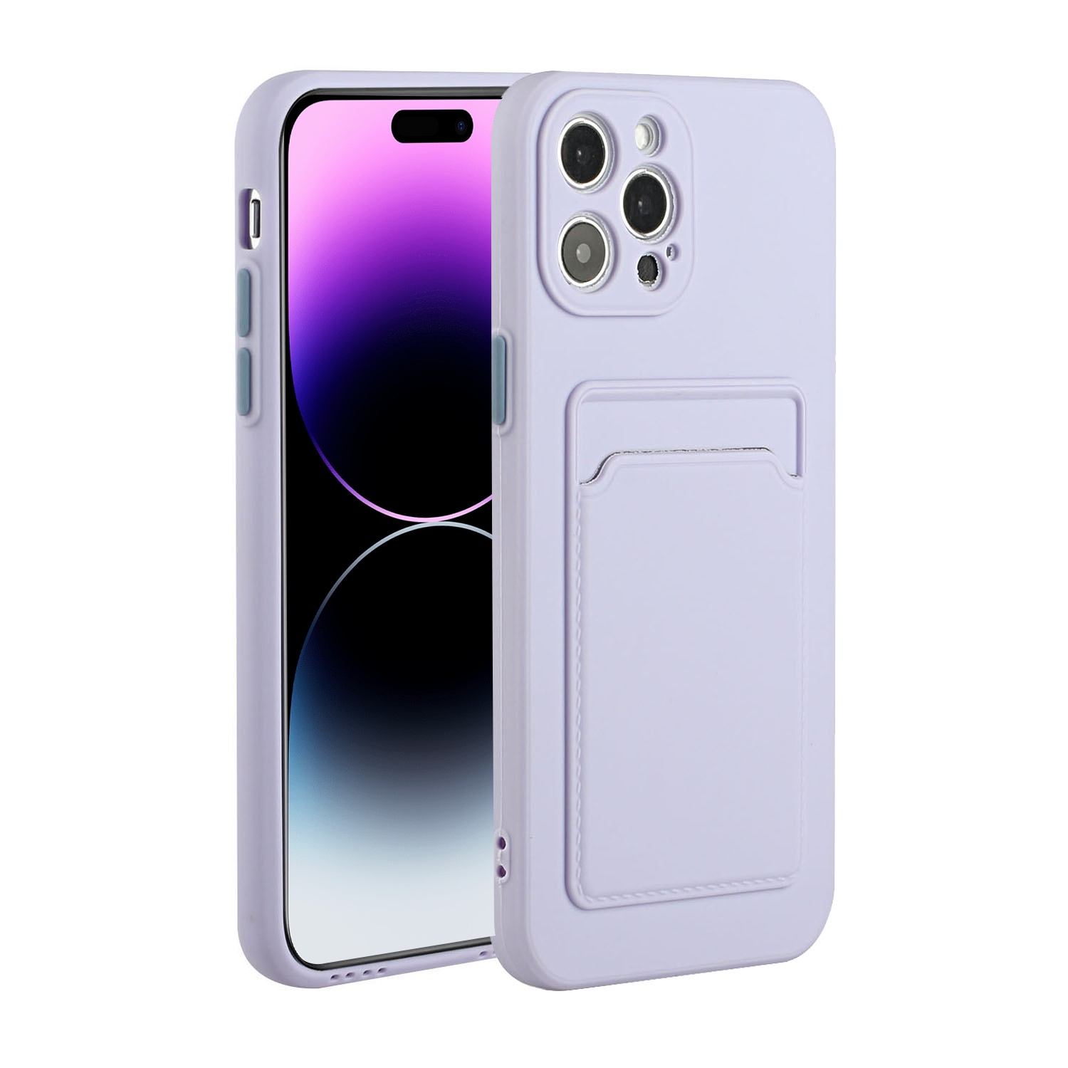 For iPhone 14 Pro Max Card Slot Design Shockproof TPU Phone Case(Purple) - Shopkiz.com